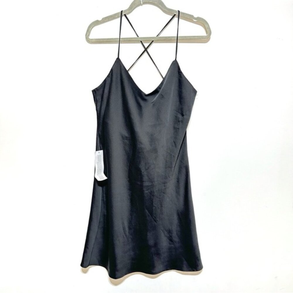 Topshop Satin Black Slinky Camisole Mini Slip Dress Size 10 New